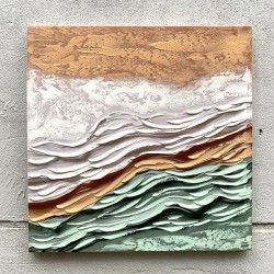 CANVAS PAINTING, WAVES, WHITE, LIGHT GREEN & LIGHT BROWN, 60x60x2.3cm 755-12151 CANVAS PAINTING, WAVES, WHITE, LIGHT GREEN & LIGHT BROWN, 60x60x2.3cm 755-12151