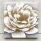 CANVAS  PAINTING,  FLOWER,  WHITE & GOLD, 60x60x2.3cm 755-12152