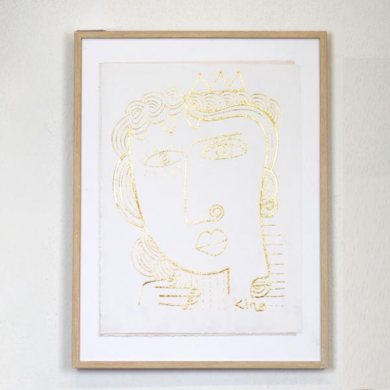 РАМКИРАНА СТЕННА КАРТИНА С МАЗИЛКА, ЖЕНСКО ЛИЦЕ, БЯЛО-ЗЛАТНО, 45X60X2,2 СМ РАМКИРАНА СТЕННА КАРТИНА С МАЗИЛКА, ЖЕНСКО ЛИЦЕ, БЯЛО-ЗЛАТНО, 45X60X2,2 СМ