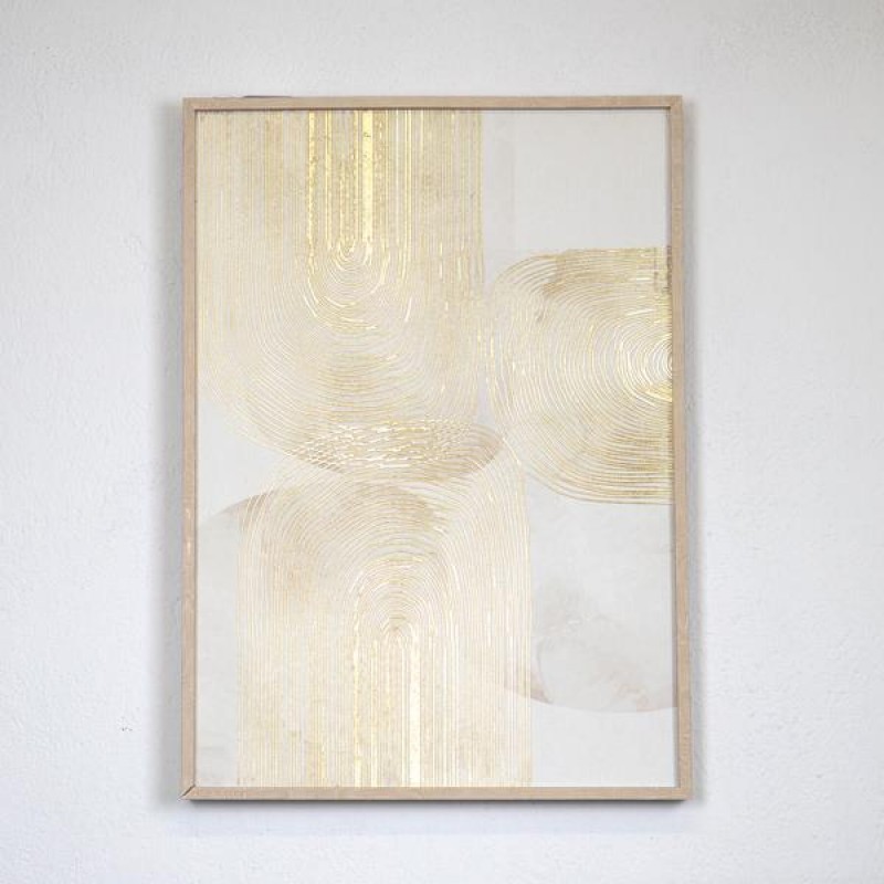 FRAMED WALL ART, WITH PLASTER, GOLD-BLACK, 50x70x3cm 755-12167