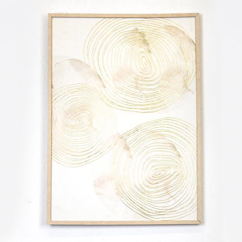 FRAMED WALL ART,  WITH  PLASTER, CYCLES, GOLD-CREAM, 60x80x3,8cm 755-12168
