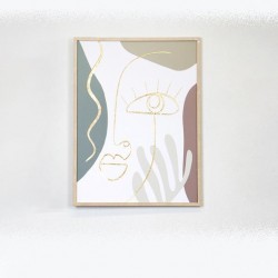 FRAMED WALL ART, WITH PLASTER, FACE-RIGHT EYE,WHITE- DARK GREEN- BROWN, GOLD 45x60x2,2CM 755-12173 FRAMED WALL ART, WITH PLASTER, FACE-RIGHT EYE,WHITE- DARK GREEN- BROWN, GOLD 45x60x2,2CM 755-12173