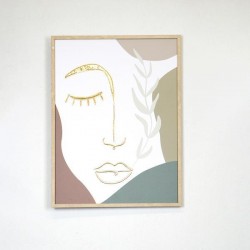 FRAMED WALL ART, WITH PLASTER, FACE-LEFT EYE,WHITE- DARK GREEN- BROWN, GOLD 45x60x2,2CM 755-12174 FRAMED WALL ART, WITH PLASTER, FACE-LEFT EYE,WHITE- DARK GREEN- BROWN, GOLD 45x60x2,2CM 755-12174