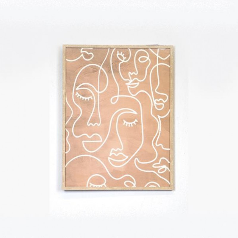 FRAMED CANVAS, WITH  STYROFOAM, WOMAN  FACE, BROWN- WHITE, 45x60x2,2CM 755-12176