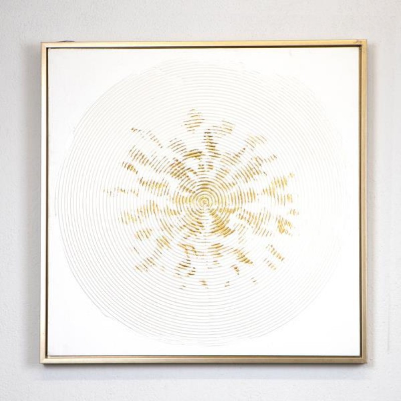 FRAMED CANVAS, HANDPAINTED,  SAME CENTERED CYCLES, 70x70x3.8cm 755-12178