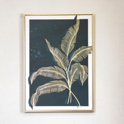 FRAMED CANVAS WITH FOIL, FERN, DARK BLUE- GOLD, 50x70x3cm 755-12181 FRAMED CANVAS WITH FOIL, FERN, DARK BLUE- GOLD, 50x70x3cm 755-12181