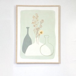 PS FRAMED, PAPER PRINT, VASES, GREEN-WHITE- DARK GREEN,45x60x3cm 755-12186 PS FRAMED, PAPER PRINT, VASES, GREEN-WHITE- DARK GREEN,45x60x3cm 755-12186