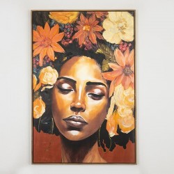 FRAMED CANVAS,WOMANS FACE, ORANGE-GOLD-BROWN, 82.6x122.6cm 755-12187 FRAMED CANVAS,WOMANS FACE, ORANGE-GOLD-BROWN, 82.6x122.6cm 755-12187