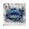 CANVAS, FEMALE LIPS, BLUE & BLACK, 80x80x2.5cm 755-12193
