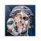 CANVAS PICTURE, FACE WITH FLOWERS, WHITE & BLUE & GREY, 100x100x3.5cm 755-12228