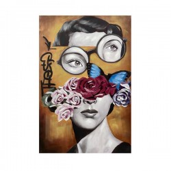 CANVAS PICTURE, FACE WITH FLOWERS, WHITE & GREEN & BROWN, 80x120x3.5cm 755-12230 CANVAS PICTURE, FACE WITH FLOWERS, WHITE & GREEN & BROWN, 80x120x3.5cm 755-12230