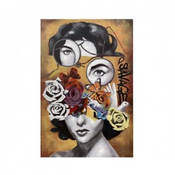 CANVAS PICTURE, FACE WITH FLOWERS, WHITE & GREEN & BROWN, 80x120x3.5cm 755-12231 CANVAS PICTURE, FACE WITH FLOWERS, WHITE & GREEN & BROWN, 80x120x3.5cm 755-12231