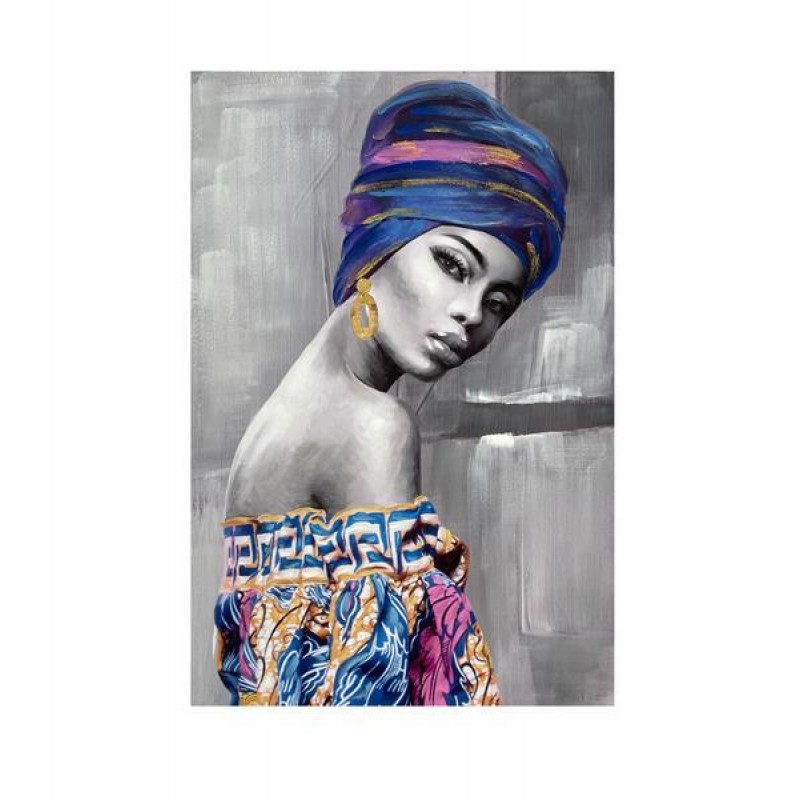 CANVAS PICTURE, WOMAN, BLACK & BLUE, 80x120x3,5cm 755-12234