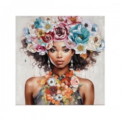CANVAS PICTURE, WOMAN WITH FLOWERS, MULTICOLOR, 100x100x3cm 755-12237