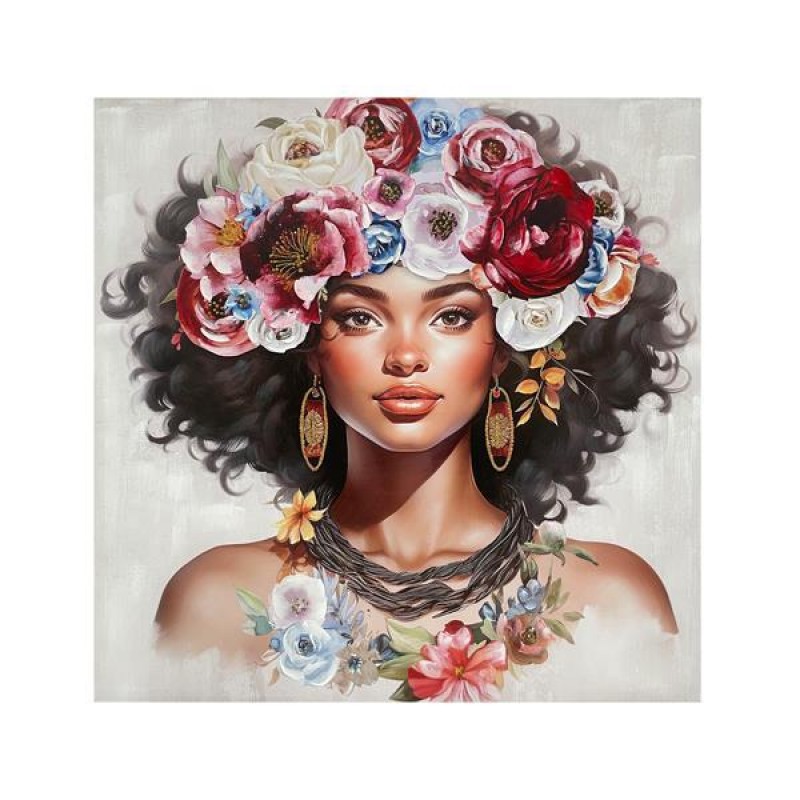 CANVAS PICTURE, WOMAN WITH FLOWERS, MULTICOLOR, 100x100x3cm 755-12238