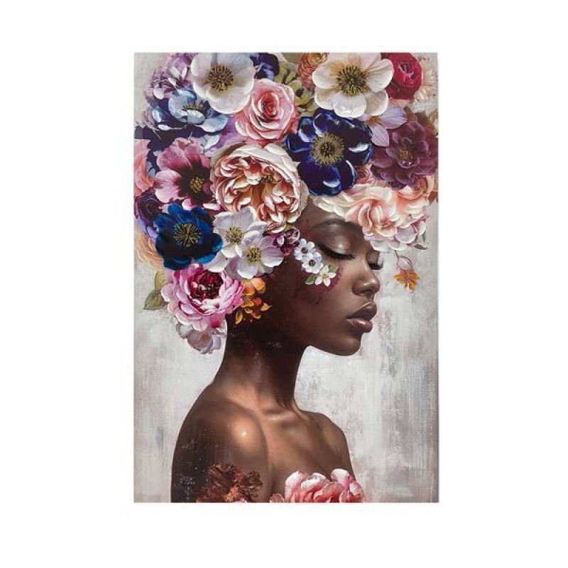 CANVAS PICTURE, WOMAN WITH FLOWERS, MULTICOLOR, 80x120x3cm 755-12239