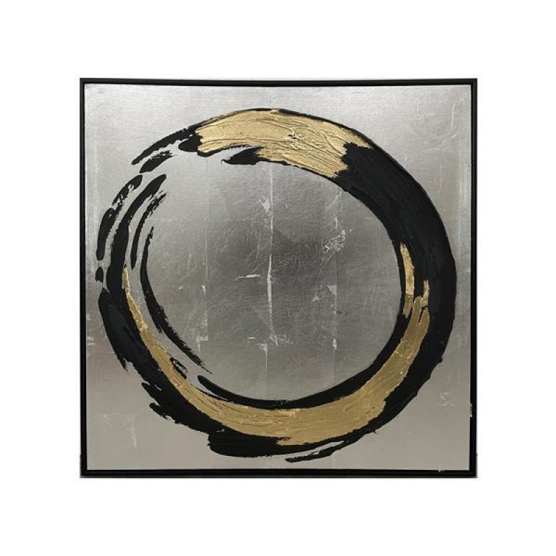 КРЪГЛА КАРТИНА CANVAS ЧЕРНО-ЗЛАТНО-СРЕБЪРНО 80X80X3.5CM КРЪГЛА КАРТИНА CANVAS ЧЕРНО-ЗЛАТНО-СРЕБЪРНО 80X80X3.5CM