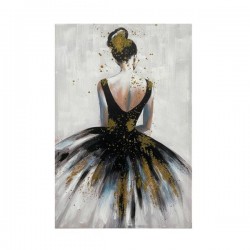 CANVAS PICTURE, WOMAN WITH DRESS, WHITE-BLACK-SILVER, 80x120x3cm 755-12259