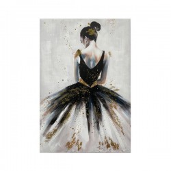 CANVAS PICTURE, WOMAN WITH DRESS, WHITE-BLACK-SILVER, 80x120x3cm 755-12260