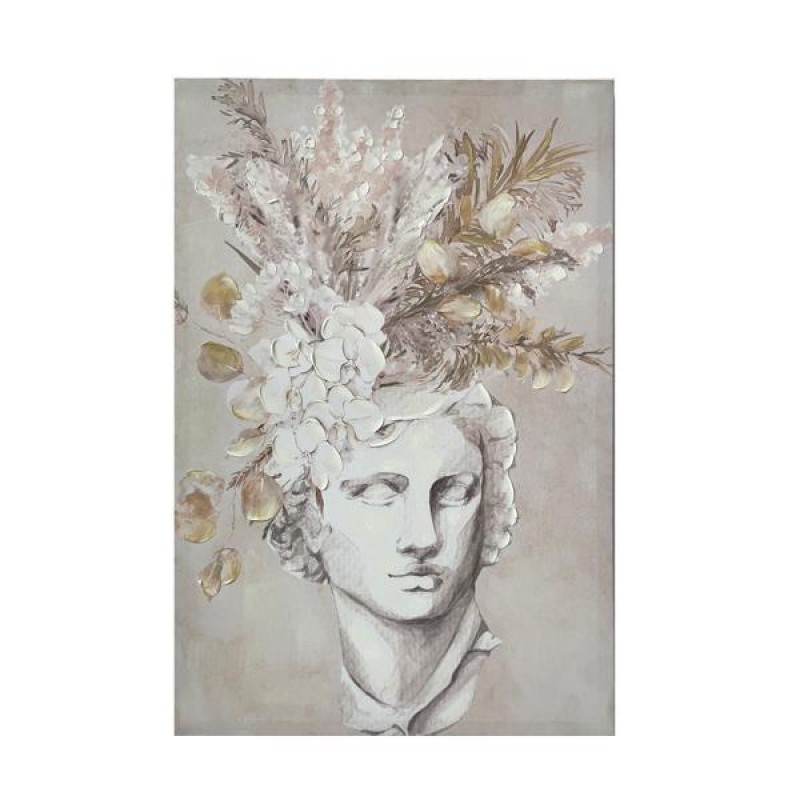 CANVAS PICTURE, MAN WITH FLOWERS, WHITE & NATURAL, 60x90x3,5cm 755-12265