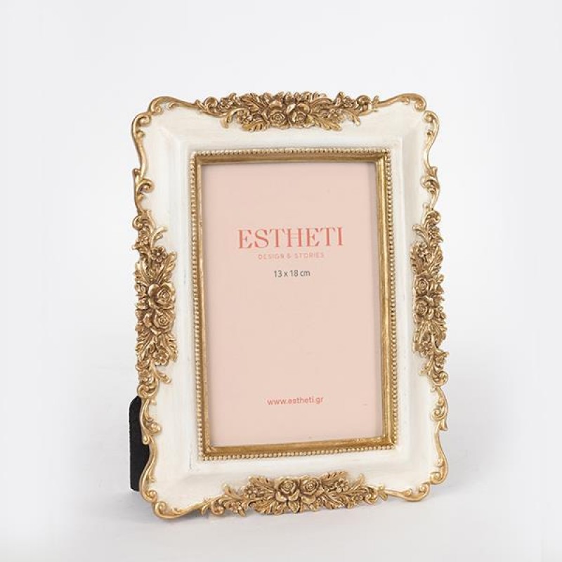 TABLE PHOTO FRAME(13X18),  POLYRESIN, GOLD-CHAMPAGNE, 19x2x23.5cm 756-12053