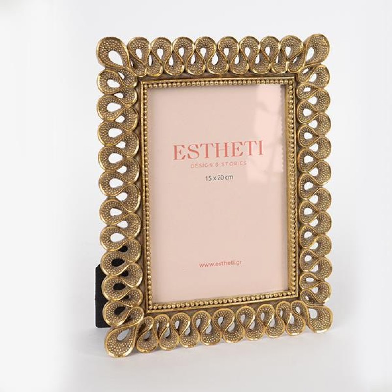 TABLE PHOTO FRAME(15X20),  POLYRESIN, GOLD, 22x1.5x27cm 756-12061