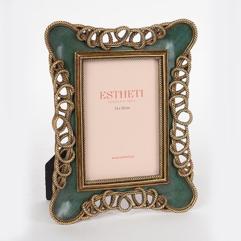 TABLE PHOTO FRAME(13X18), POLYRESIN, GOLD-GREEN,21x2.5x26cm 756-12097
