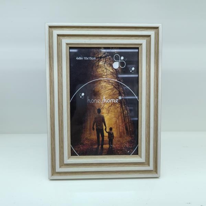 TABLE PHOTO FRAME, PLASTIC, WHITE-BROWN, 10x15cm 756-12112