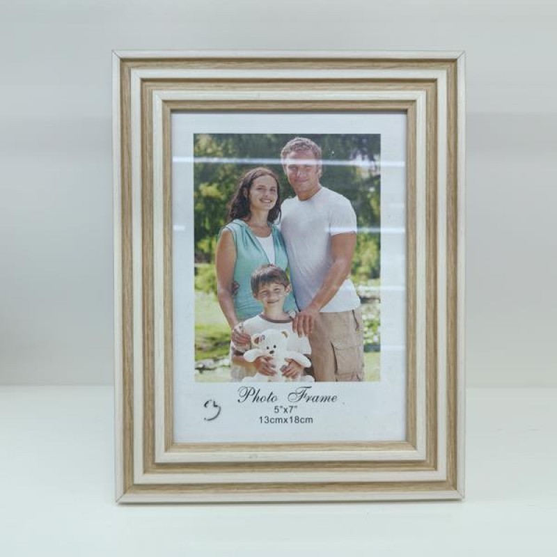 TABLE PHOTO FRAME, PLASTIC, WHITE-BROWN, 13x18cm 756-12113