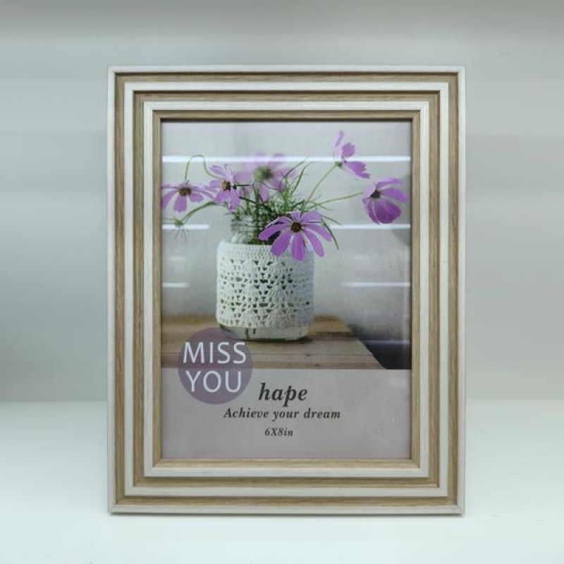TABLE PHOTO FRAME, PLASTIC, WHITE-BROWN, 15x20cm 756-12114
