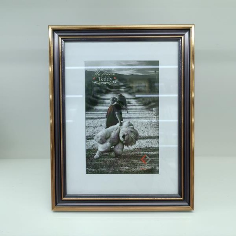 TABLE PHOTO FRAME, PLASTIC, BLACK-GOLD, 15x20cm 756-12117