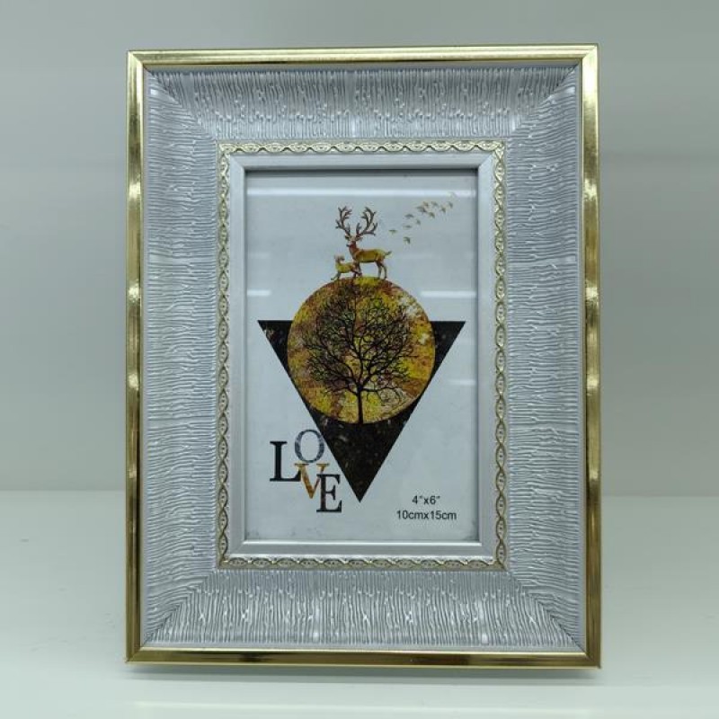 TABLE PHOTO FRAME, PLASTIC, GREY-GOLD, 13x18cm 756-12125