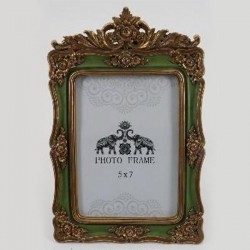 TABLE PHOTO  FRAME, POLYRESIN,ANTIQUE,  GOLD-GREEN, 15.4x2.3x24.7cm 756-12141