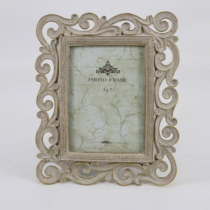 TABLE PHOTO FRAME (13x18), POLYRESIN, GOLD & WHITE, 22.4x2.1x27cm 756-12157