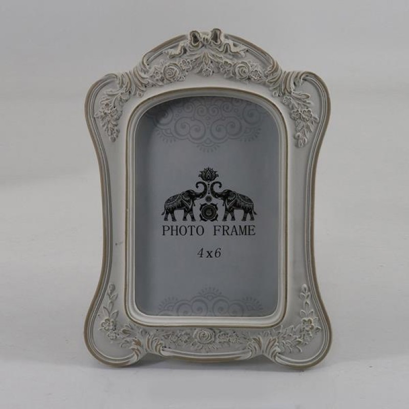 TABLE PHOTO FRAME (10x15), POLYRESIN, ANTIQUE WHITE, 16x1.7x21.7cm 756-12165