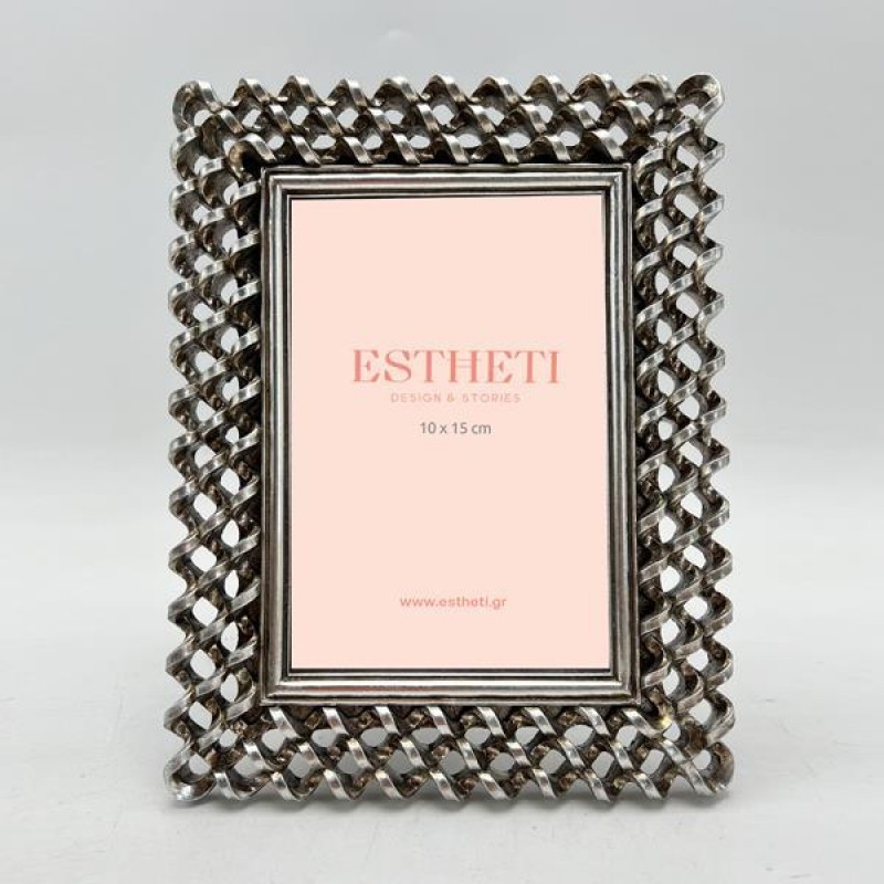 TABLE PHOTO FRAME (10x15), POLYRESIN, SILVER, 16.5x2x21.5cm 756-12179