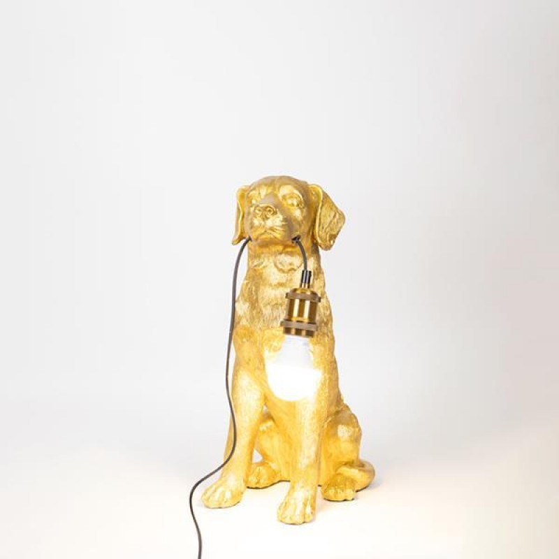 TABLE LAMP,  DOG, POLYRESIN, GOLD, 24x15x45cm 757-10011
