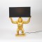 TABLE LAMP, GORILA, WITH BLACK SHADE, POLYRESIN, GOLD-BLACK, 41x20x56cm 757-10017