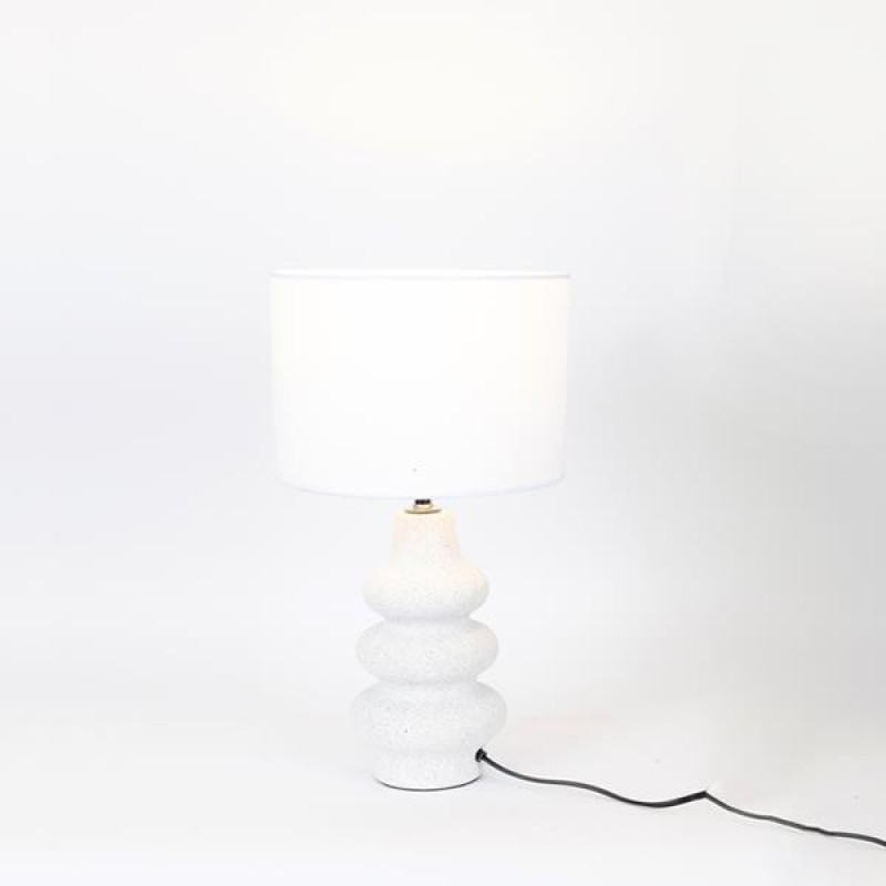 TABLE LAMP, WITH BEIGE SHADE, CERAMIC, WHITE, 15x36cm 757-10020