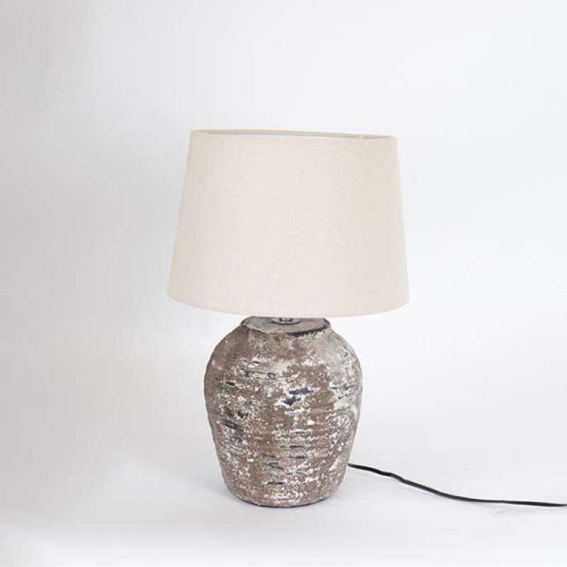 TABLE LAMP, WITH BEIGE SHADE, CERAMIC, LIGHT BROWN, 20x47cm 757-10022
