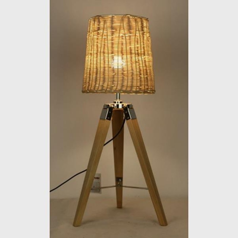 TABLE LAMP,  RATTAN- WOOD, NATURAL, 31x31x68.5cm 757-10028