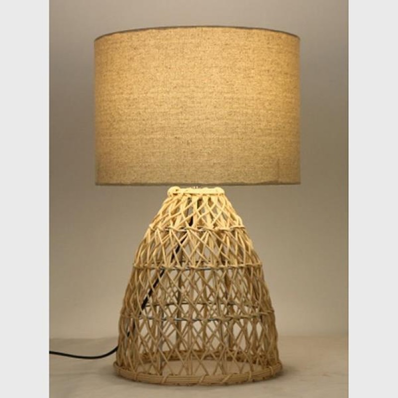 TABLE LAMP, WITH  BEIGE SHADE, RATTAN, BEIGE, 22x45.5cm 757-10030