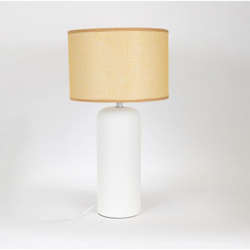 TABLE LAMP, WITH LINEN  SHADE, METAL- CERAMIC, BLACK-DARK  BEIGE, 13.5x56cm 757-10036