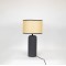 TABLE LAMP, WITH LINEN  SHADE, METAL- CERAMIC, BLACK-WHITE- DARK  BEIGE, 13.5x56cm 757-10037