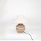 TABLE LAMP, WITH LINEN  SHADE AND MULTICOLOUR BASE, METAL- CERAMIC, BLACK-WHITE- BROWN,  ECRU, 25x48.5cm 757-10038