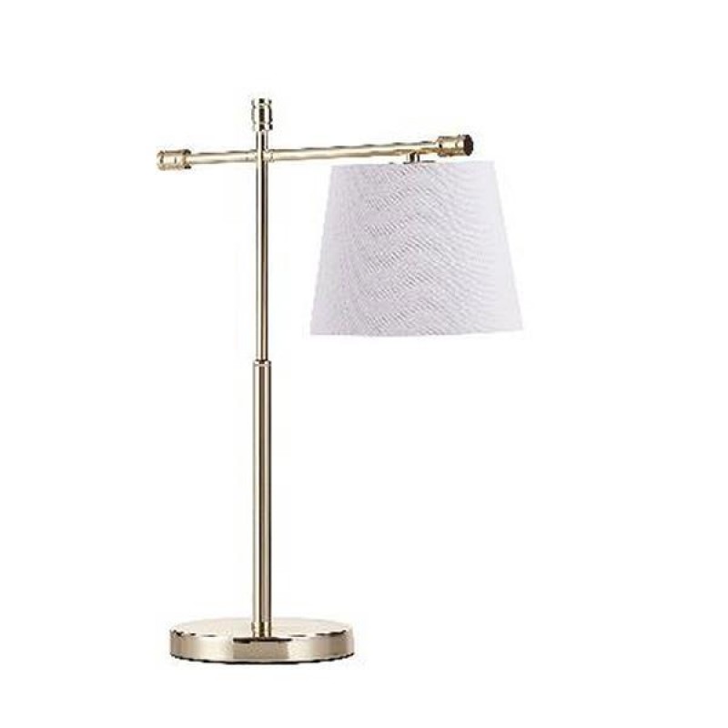 TABLE LAMP,  WITH  WHITE  TC SHADE, METAL- TC FABRIC, WHITE-BRASS, 18x54,5cm 757-10043