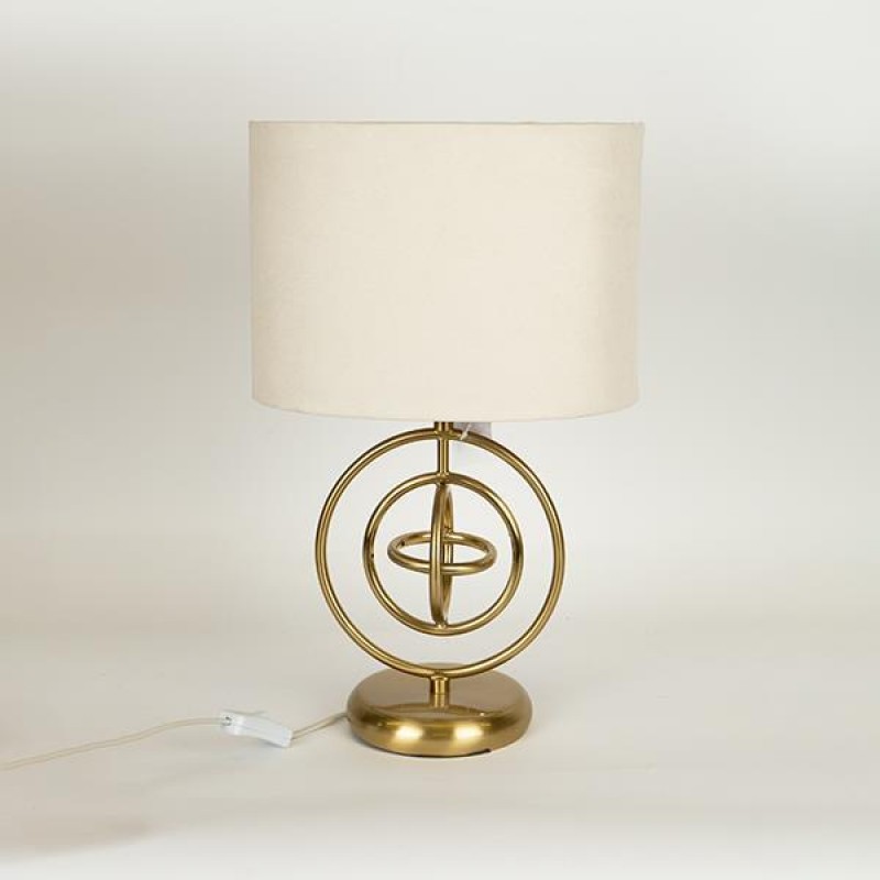 TABLE LAMP, WITH  LINEN  SHADE, METAL, GOLD-BEIGE, 46x20cm 757-10053