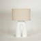 TABLE LAMP, WITH  LINEN  SHADE, CERAMIC, PETAL SHAPE, WHITE- BEIGE, 45x20cm 757-10059