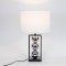 TABLE LAMP,  WITH LINEN SHADE AND BLACK BALLS,  METAL, GOLD-BLACK,40x69cm 757-10068