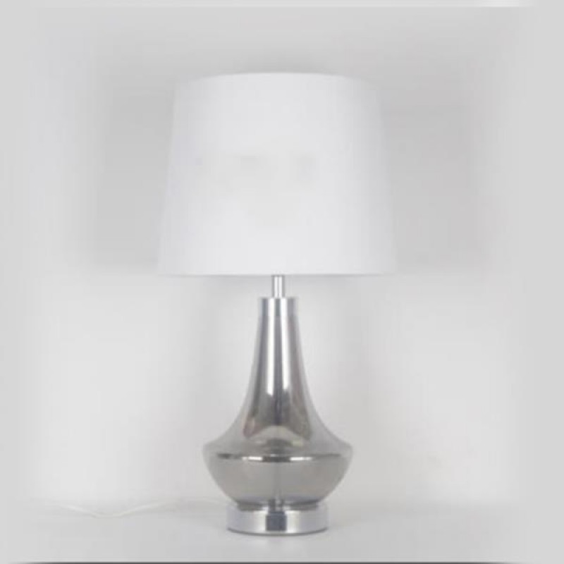 TABLE LAMP, WITH  LINEN SHADE,  METAL, SILVER-WHITE, 33x61.5cm 757-10077